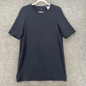 S Max Mara Dress 6 Navy‎ Blue Shift Classic Office Career Ladies Ecru Minimalist